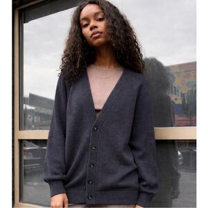 Aritzia TNA Oversized Cardigan Charcoal Grey Cotton Blend Size 2